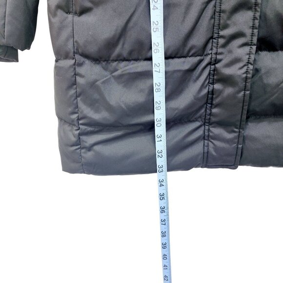 Womens Lands Black Down Puffer Coat  Faux Fur Hood Size S Warm Winter Outerwear - Picture 9 of 16
